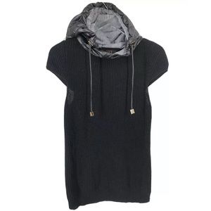OVI Women’s Sweater Tunic Sz S Black Cap Sleeves Hoodie Hooded Goth Punk